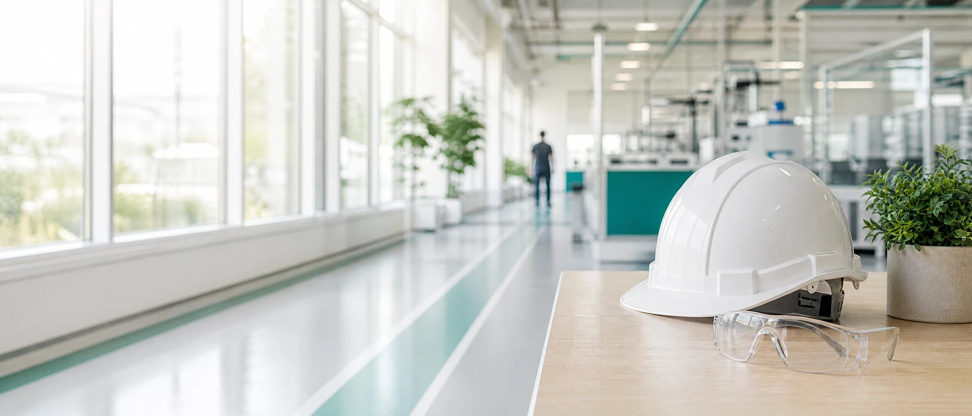 Ambiente de trabalho organizado com equipamentos de segurança